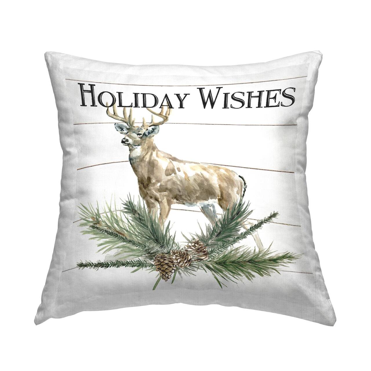Stupell Industries Holiday Wishes Deer Seasonal Throw Pillow